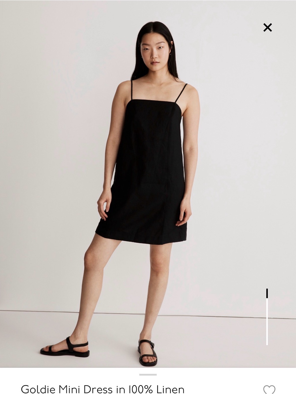 Madewell Black Linen Mini Dress With Spaghetti Straps